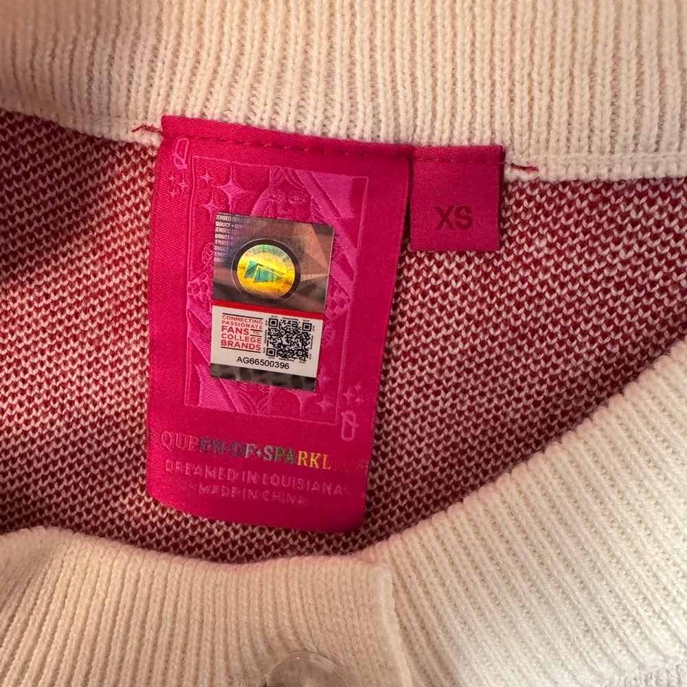New! QUEEN OF SPARKLES Licensed Oklahoma Sooners Oversized Sweater Vest Stunning - Picture 10 of 11